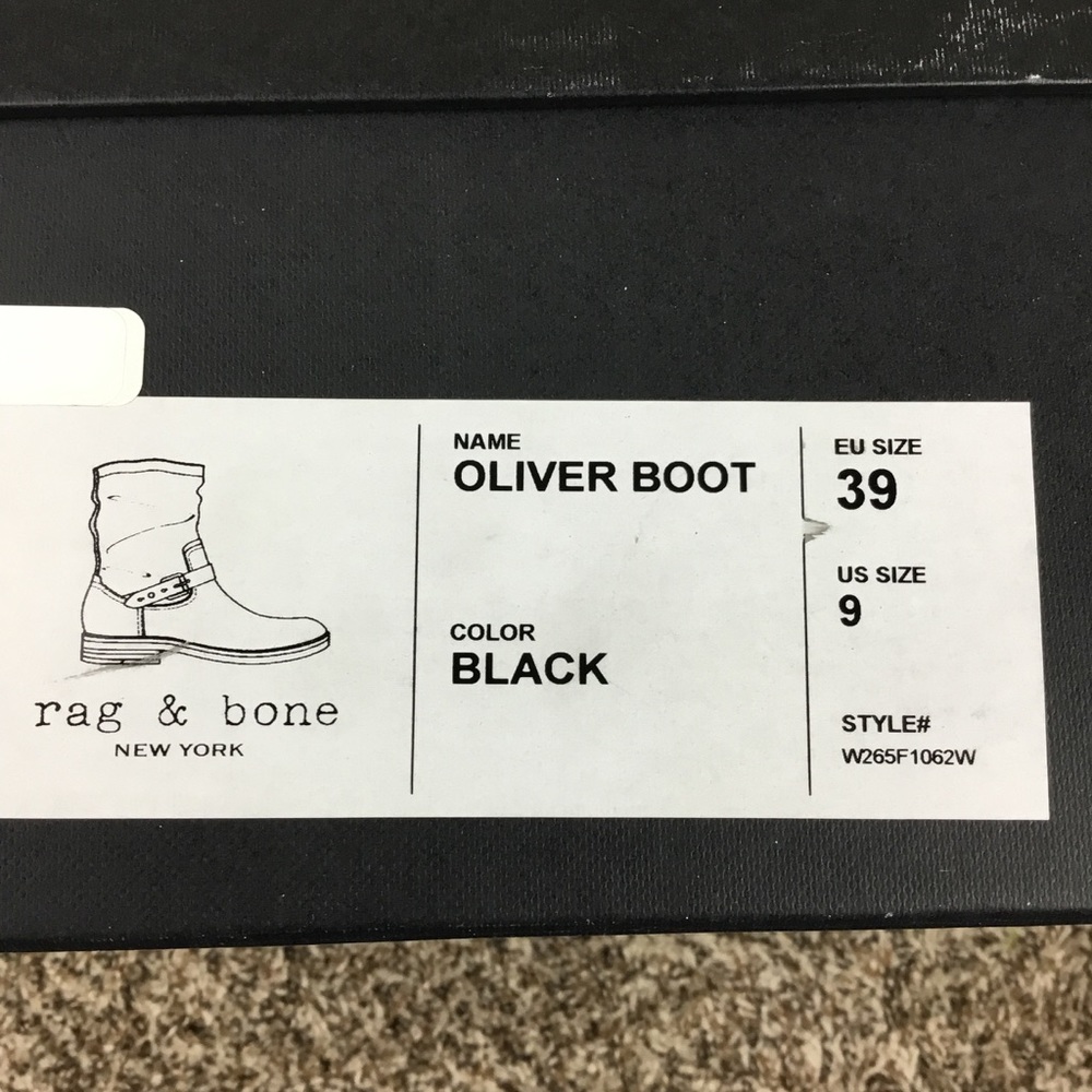 Rag & Bone Black Oliver Elk Leather Moto Boots - Picture 6 of 7